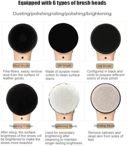 Rechargeable Handheld Electric Shoe Shine Kit - 6 Brush Heads for Shoes, Bags, & Sofas - Multifunctional Polisher for Ultimate Cleaning & Care Solution in Kuwait