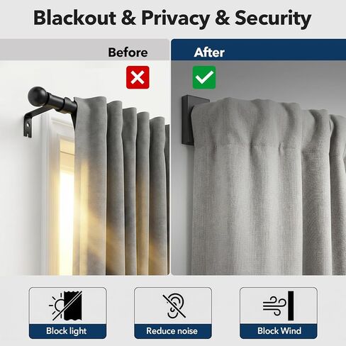 IFELS Heavy Duty Blackout Curtain Rods for Windows 32 to 60 Inch, Matte Black Wrap Around Curtain Rod, Long Window Treatment Rods, 1''Adjustable Curved Drapery Rod for Indoor Outdoor, Easy to Install in Saudi Arabia