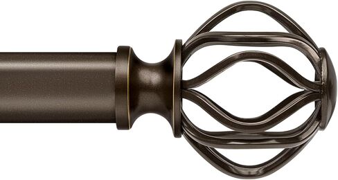Bronze Curtain Rods for Windows 28-48 Inch (2.3-4 ft) with Decorative Cage Finials, 1 Inch Adjustable Heavy Duty Metal Window Treatment Rods for Living Room, Bedroom, Patio, Sliding Glass Door in Saudi Arabia