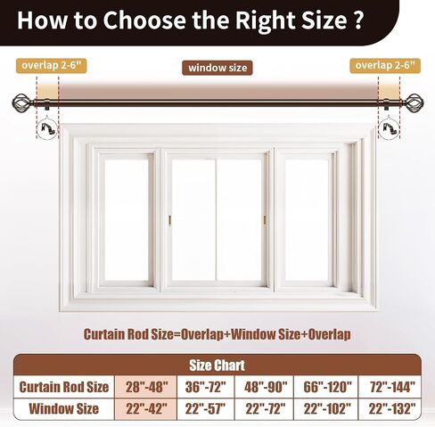 Bronze Curtain Rods for Windows 28-48 Inch (2.3-4 ft) with Decorative Cage Finials, 1 Inch Adjustable Heavy Duty Metal Window Treatment Rods for Living Room, Bedroom, Patio, Sliding Glass Door in Saudi Arabia