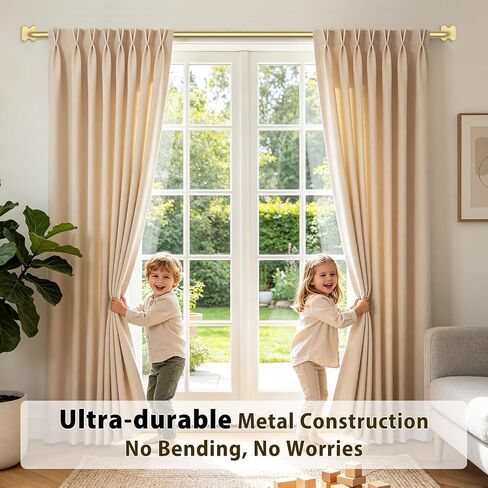 USFOOK Gold Curtain Rod 32 to 58 Inch, Wrap Around Blackout Curtain Rods for Windows, 3/4 inch Adjustable Room Darkening Window Treatment Rod for Bedroom, Sliding Glass Doors, Living Room in Saudi Arabia