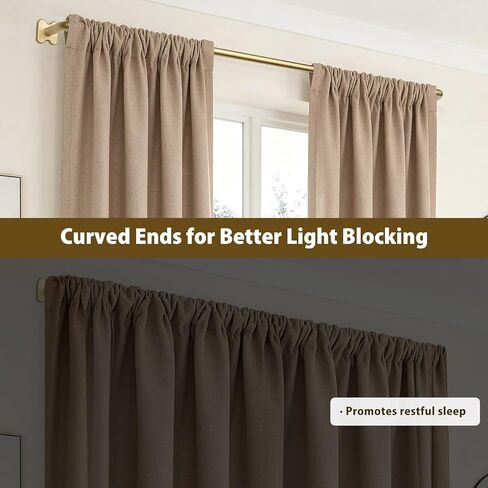 USFOOK Gold Curtain Rod 32 to 58 Inch, Wrap Around Blackout Curtain Rods for Windows, 3/4 inch Adjustable Room Darkening Window Treatment Rod for Bedroom, Sliding Glass Doors, Living Room in Saudi Arabia