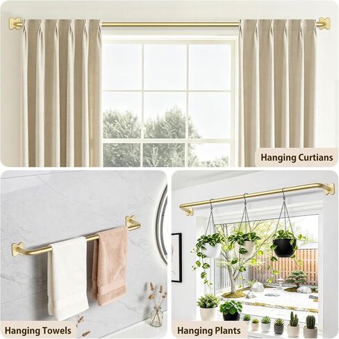 USFOOK Gold Curtain Rod 32 to 58 Inch, Wrap Around Blackout Curtain Rods for Windows, 3/4 inch Adjustable Room Darkening Window Treatment Rod for Bedroom, Sliding Glass Doors, Living Room in Saudi Arabia