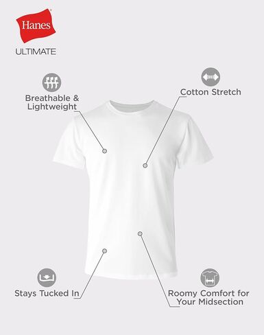 Hanes Mens Ultimate Big White T-Shirt 3-Pack, 2XB, White in Kuwait