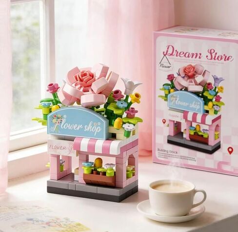 1 Piece Florist Shop Hand-Assembled Figurine, Mini Street Scene Desk Decor, Botanical Theme Collectible Statue for Home Office Shelf in Kuwait