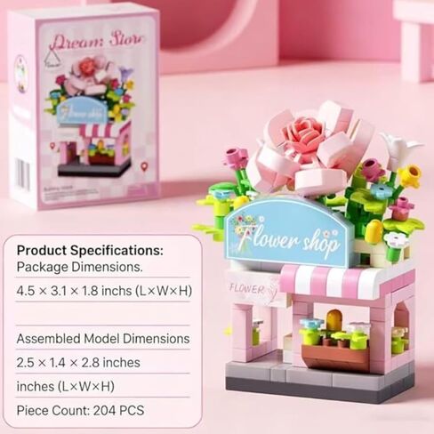 1 Piece Florist Shop Hand-Assembled Figurine, Mini Street Scene Desk Decor, Botanical Theme Collectible Statue for Home Office Shelf in Kuwait