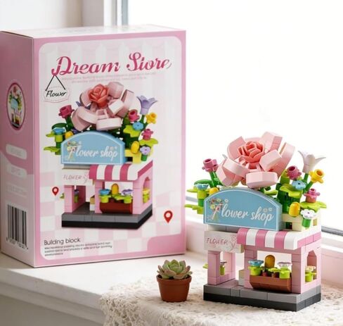 1 Piece Florist Shop Hand-Assembled Figurine, Mini Street Scene Desk Decor, Botanical Theme Collectible Statue for Home Office Shelf in Kuwait