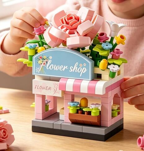 1 Piece Florist Shop Hand-Assembled Figurine, Mini Street Scene Desk Decor, Botanical Theme Collectible Statue for Home Office Shelf in Kuwait