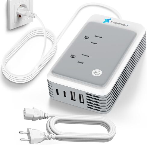 220V to 110V Voltage Converter US to Europe for Curling Iron and Hair Straighteners, Power Converter for European Travel Plug Adapter with 2 USB A & 2 USB C Ports (Type C-Europe) in Saudi Arabia