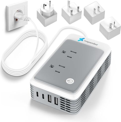 220V to 110V Voltage Converter US to Europe for Curling Iron and Hair Straighteners, Power Converter for European Travel Plug Adapter with 2 USB A & 2 USB C Ports (Type C-Europe) in Saudi Arabia