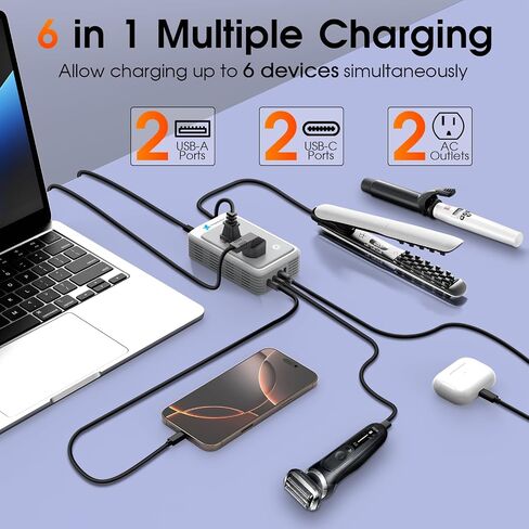 220V to 110V Voltage Converter US to Europe for Curling Iron and Hair Straighteners, Power Converter for European Travel Plug Adapter with 2 USB A & 2 USB C Ports (Type C-Europe) in Saudi Arabia