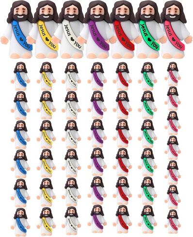 Little Jesus Figures – 40PCS Mini Jesus Loves You Figurines for Christian Gifts, Church Party Favors, Baptism & Religious Encouragement Gifts, Easter Basket Stuffers in Kuwait