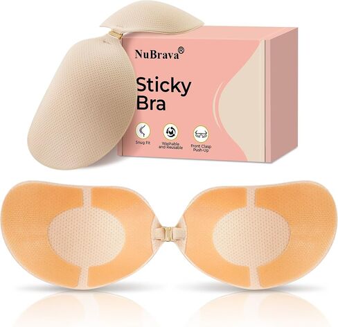 Sticky Bra Push Up, Strapless Adhesive Bra for Backless Dress, Front Clasp Stick On Bra, Invisible No Show Cups in Saudi Arabia