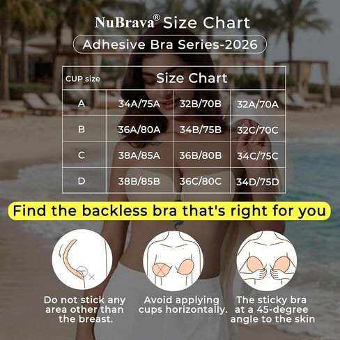 Sticky Bra Push Up, Strapless Adhesive Bra for Backless Dress, Front Clasp Stick On Bra, Invisible No Show Cups in Saudi Arabia
