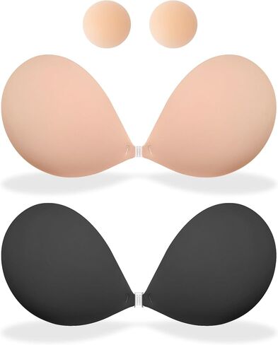 MITALOO Seamless Adhesive Bra Sticky Strapless Invisible Push up Bras Silicone Backless Nipple Cover for Women Nude Black in Saudi Arabia