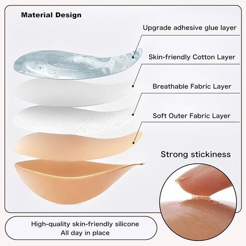 MITALOO Seamless Adhesive Bra Sticky Strapless Invisible Push up Bras Silicone Backless Nipple Cover for Women Nude Black in Saudi Arabia
