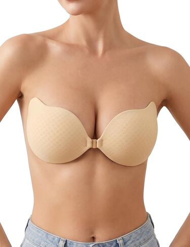 Rosefly Strapless Bras for Women, Sticky Push up, Backless Bra, Invisible Seamless No Show Reusable Stick on for Dress in Saudi Arabia