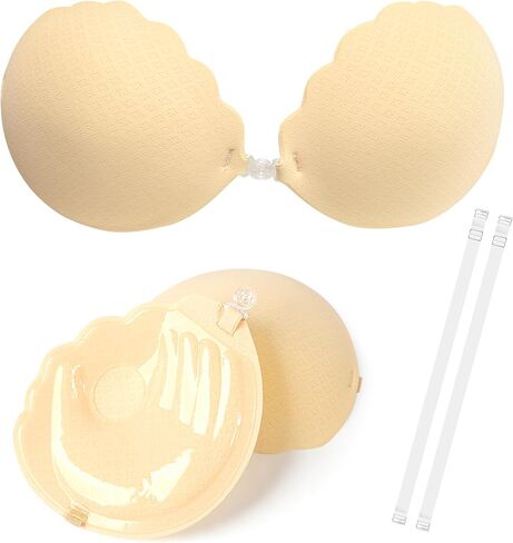 Nimiah Thick Padded Sticky Bra - 1.1" Push Up Strapless Backless Adhesive Bra with 1000+ Breathable Air Holes, A-D Cups in Kuwait