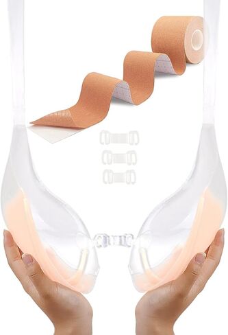 Sticky Bra Pushup Strapless Backless - 2 Tones Clear Invisible Adhesive Bra for Breast Lift up with Boob Lift Tape 2026 in Saudi Arabia
