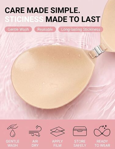 Women Reusable Magnetic Adhesive Bra Strapless Invisible Push Up Sticky Bra for Backless Dress with Nipple Covers in Saudi Arabia
