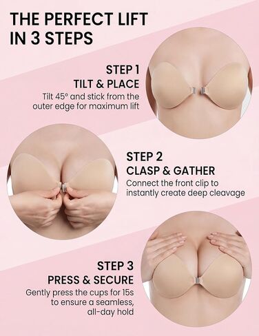 Women Reusable Magnetic Adhesive Bra Strapless Invisible Push Up Sticky Bra for Backless Dress with Nipple Covers in Saudi Arabia