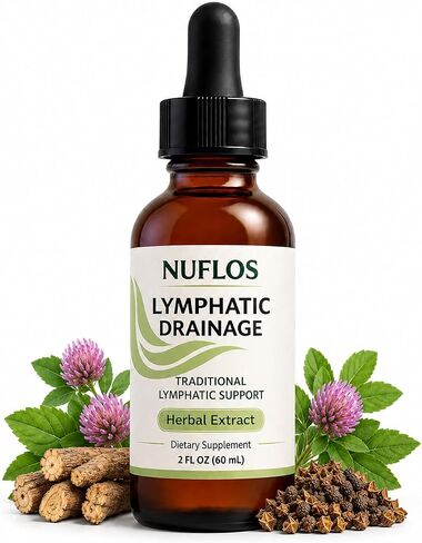 Nuflos Lymphatic Drainage Drops, Premium 4-in-1 Herbal Blend, Lymphatic Support Herbal Extract Dietary Supplement for Adults, Traditional Wellness Formula, Easy Daily Liquid Drop, 2 fl oz (60 mL) in Saudi Arabia