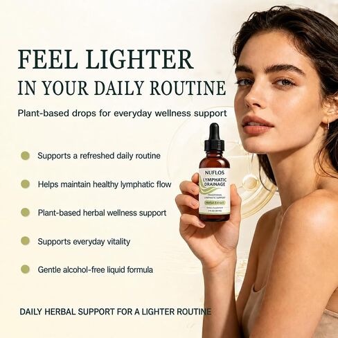 Nuflos Lymphatic Drainage Drops, Premium 4-in-1 Herbal Blend, Lymphatic Support Herbal Extract Dietary Supplement for Adults, Traditional Wellness Formula, Easy Daily Liquid Drop, 2 fl oz (60 mL) in Saudi Arabia