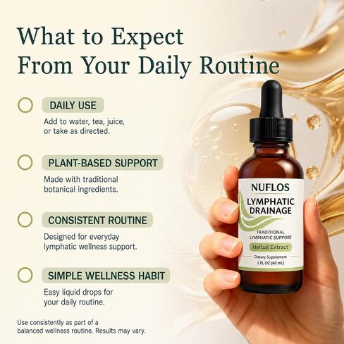 Nuflos Lymphatic Drainage Drops, Premium 4-in-1 Herbal Blend, Lymphatic Support Herbal Extract Dietary Supplement for Adults, Traditional Wellness Formula, Easy Daily Liquid Drop, 2 fl oz (60 mL) in Saudi Arabia
