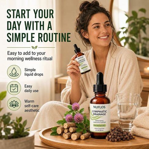 Nuflos Lymphatic Drainage Drops, Premium 4-in-1 Herbal Blend, Lymphatic Support Herbal Extract Dietary Supplement for Adults, Traditional Wellness Formula, Easy Daily Liquid Drop, 2 fl oz (60 mL) in Saudi Arabia