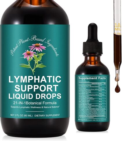 Lymphatic Drainage Drops | 21-in-1 Lymph System Support Supplement | Lymph Cleanse with Turmeric, Echinacea, Elderberry & Dandelion | for Women & Men, 2 fl oz in Saudi Arabia