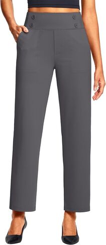 ISEEGZ 29" Women's Dressy Work Pants High Waist Pull on Wide Leg Slacks Trousers for Women Business Casual Trendy in Saudi Arabia
