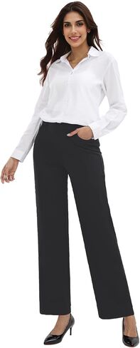TOPYOGAS Womens High Waist Wide Leg Dress Pants Business Casual Stretchy Work Pants with Pockets Slacks Trousers in Saudi Arabia