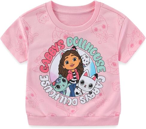 DREAMWORKS GABBY'S DOLLHOUSE Girls French Terry Short Sleeve T-Shirt and Shorts Set for Toddler to Big Kids in Kuwait