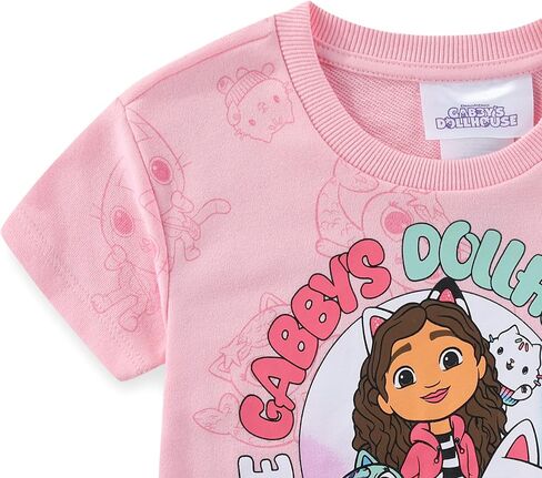DREAMWORKS GABBY'S DOLLHOUSE Girls French Terry Short Sleeve T-Shirt and Shorts Set for Toddler to Big Kids in Kuwait
