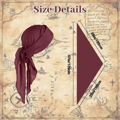 2 Pieces Halloween Pirate Costume Accessories Men Women Hat Head Scarf Bandana Sash Belt for Renaissance Cosplay in Kuwait