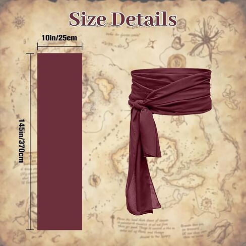 2 Pieces Halloween Pirate Costume Accessories Men Women Hat Head Scarf Bandana Sash Belt for Renaissance Cosplay in Kuwait