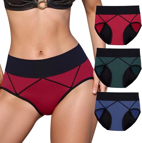 Incontinence Underwear for Women - Leakproof Underwear for Women with Heavy Absorbency 50–200ml, Washable Reusable Cotton Protection Panties Briefs for Bladder Leakage, Postpartum 3 Pack/XL in Kuwait