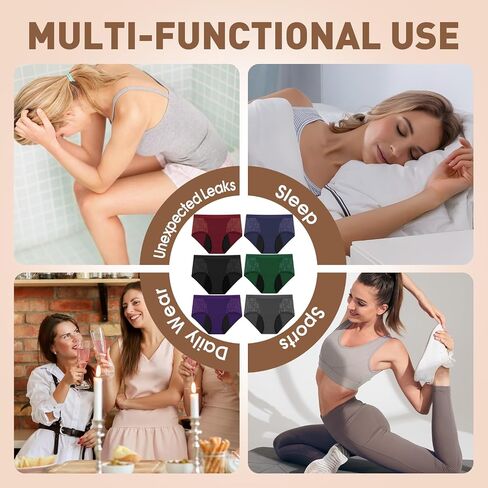 TUXIYA 6Pack Incontinence Underwear for Women, Leak Proof Underwear for Women Washable & Reusable for Leakage Protective Panties(Size:XL) in Kuwait