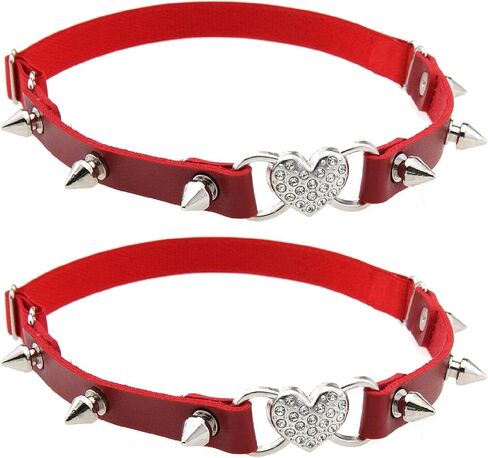 Scalable Heart-Shaped Thigh Garter 2 Pieces Punk Rivets Leather Garter Belts Leg Garter with Chains Body Accessories in Saudi Arabia