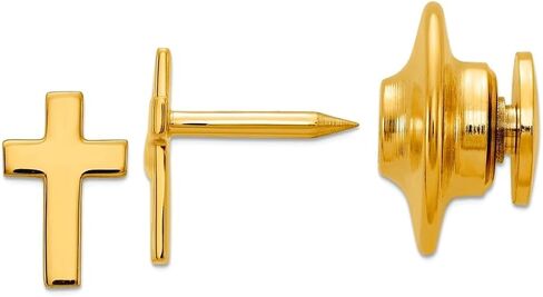 14k Yellow Gold Solid Polished Religious Faith Cross Tie Tac 18.8x14mm Tie Clip for Men in Kuwait