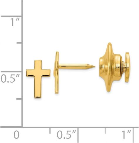 14k Yellow Gold Solid Polished Religious Faith Cross Tie Tac 18.8x14mm Tie Clip for Men in Kuwait