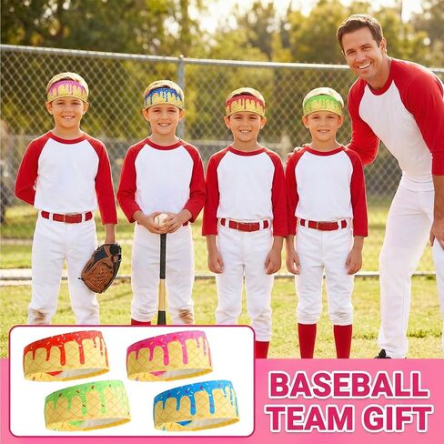 4PC Youth Baseball Headbands for Boys - Elastic Sweatband for Boys Baseball Men Women - Sports Headbands for Basketball Football Golf Team Gift - Soft Athletic Sweat Band for Teens Youth Professional in Saudi Arabia