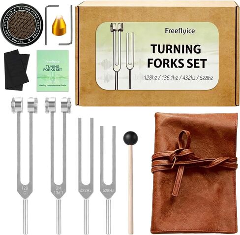 Tuning Forks for Healing Set – 432Hz, 528Hz, 128Hz, 136.1Hz, Weighted and Unweighted, Solfeggio Sound Therapy Tools for Chakra Balancing, Meditation, Yoga, Stress Relief with Mallet & Storage Bag in Saudi Arabia