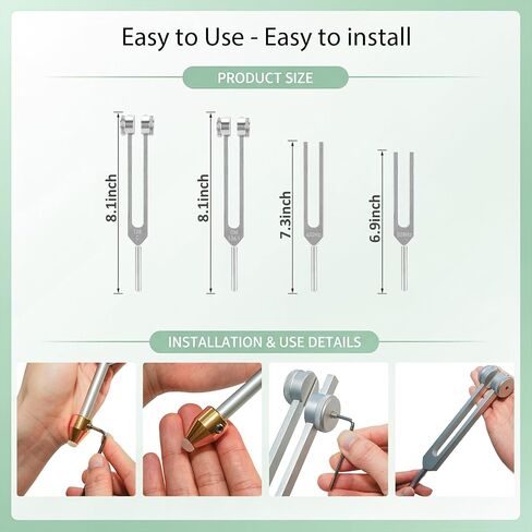 Tuning Forks for Healing Set – 432Hz, 528Hz, 128Hz, 136.1Hz, Weighted and Unweighted, Solfeggio Sound Therapy Tools for Chakra Balancing, Meditation, Yoga, Stress Relief with Mallet & Storage Bag in Saudi Arabia