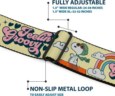 Peanuts Belt, Seatbelt Buckle Belt, Peanuts Snoopy Flying Ace and Woodstock Groovy Quotes Collage, Adjustable in Kuwait