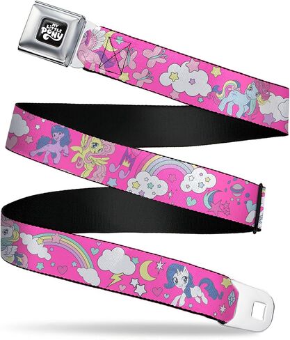 My Little Pony Belt, Seatbelt Buckle Belt, My Little Pony Ponies and Cutie Marks Collage Multi Color, Adjustable in Kuwait