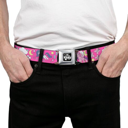 My Little Pony Belt, Seatbelt Buckle Belt, My Little Pony Ponies and Cutie Marks Collage Multi Color, Adjustable in Kuwait