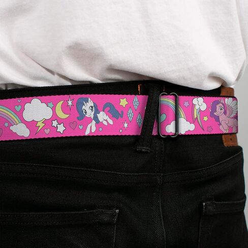 My Little Pony Belt, Seatbelt Buckle Belt, My Little Pony Ponies and Cutie Marks Collage Multi Color, Adjustable in Kuwait