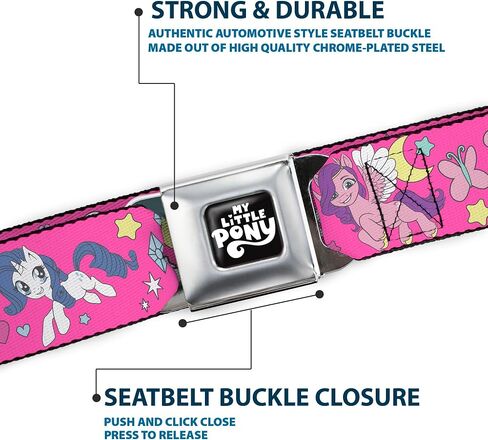 My Little Pony Belt, Seatbelt Buckle Belt, My Little Pony Ponies and Cutie Marks Collage Multi Color, Adjustable in Kuwait