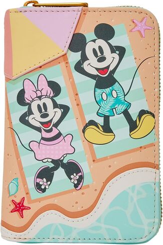Loungefly Disney: Mickey and Minnie - Beach Fun - محفظة بسحاب مع 4 فتحات للبطاقات - رائعة للأطفال والكبار - محافظ قابلة للتجميع in Kuwait